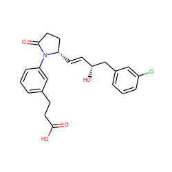 O=C(O)CCc1cccc(N2C(=O)CC[C@@H]2/C=C/[C@@H](O)Cc2cccc(Cl)c2)c1 ZINC000073295106