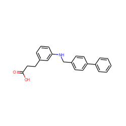 O=C(O)CCc1cccc(NCc2ccc(-c3ccccc3)cc2)c1 ZINC000014978957