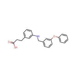 O=C(O)CCc1cccc(NCc2cccc(Oc3ccccc3)c2)c1 ZINC000014978928