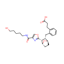 O=C(O)CCc1ccccc1C[C@@H]1[C@H]2CC[C@@H](O2)[C@@H]1c1nc(C(=O)NCCCCCO)co1 ZINC000169304080