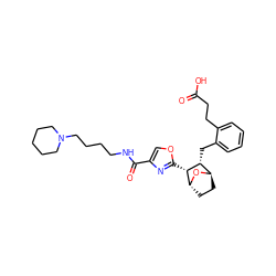 O=C(O)CCc1ccccc1C[C@@H]1[C@H]2CC[C@@H](O2)[C@@H]1c1nc(C(=O)NCCCCN2CCCCC2)co1 ZINC000169297664