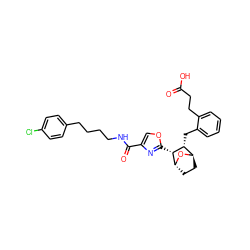 O=C(O)CCc1ccccc1C[C@@H]1[C@H]2CC[C@@H](O2)[C@@H]1c1nc(C(=O)NCCCCc2ccc(Cl)cc2)co1 ZINC000169303930