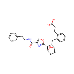 O=C(O)CCc1ccccc1C[C@@H]1[C@H]2CC[C@@H](O2)[C@@H]1c1nc(C(=O)NCCc2ccccc2)co1 ZINC000169364348