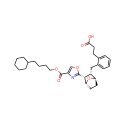 O=C(O)CCc1ccccc1C[C@@H]1[C@H]2CC[C@@H](O2)[C@@H]1c1nc(C(=O)OCCCCC2CCCCC2)co1 ZINC000169367941