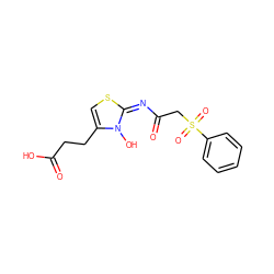 O=C(O)CCc1cs/c(=N/C(=O)CS(=O)(=O)c2ccccc2)n1O ZINC000040413016