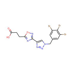 O=C(O)CCc1nc(-c2cn(Cc3cc(Br)c(Br)c(Br)c3)nn2)no1 ZINC000073195872