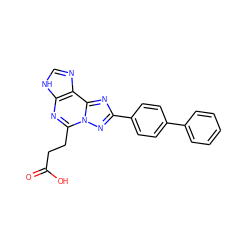 O=C(O)CCc1nc2[nH]cnc2c2nc(-c3ccc(-c4ccccc4)cc3)nn12 ZINC000027210471