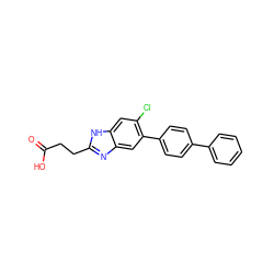 O=C(O)CCc1nc2cc(-c3ccc(-c4ccccc4)cc3)c(Cl)cc2[nH]1 ZINC000118480887