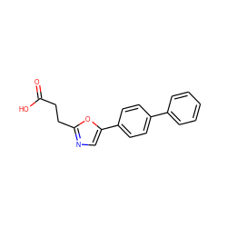 O=C(O)CCc1ncc(-c2ccc(-c3ccccc3)cc2)o1 ZINC000022238622