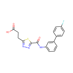 O=C(O)CCc1nnc(C(=O)Nc2cccc(-c3ccc(F)cc3)c2)s1 ZINC000653861145