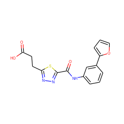 O=C(O)CCc1nnc(C(=O)Nc2cccc(-c3ccco3)c2)s1 ZINC000653916385