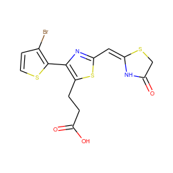 O=C(O)CCc1sc(/C=C2\NC(=O)CS2)nc1-c1sccc1Br ZINC000095602959