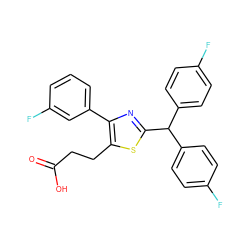 O=C(O)CCc1sc(C(c2ccc(F)cc2)c2ccc(F)cc2)nc1-c1cccc(F)c1 ZINC000049066777