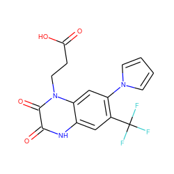 O=C(O)CCn1c(=O)c(=O)[nH]c2cc(C(F)(F)F)c(-n3cccc3)cc21 ZINC000026731358