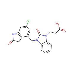 O=C(O)CCn1c(=O)n(Cc2cc(Cl)cc3c2CC(=O)N3)c2ccccc21 ZINC000096270253