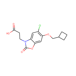 O=C(O)CCn1c(=O)oc2cc(OCC3CCC3)c(Cl)cc21 ZINC000473158231