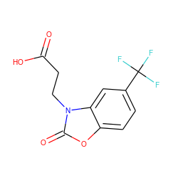 O=C(O)CCn1c(=O)oc2ccc(C(F)(F)F)cc21 ZINC000039280026