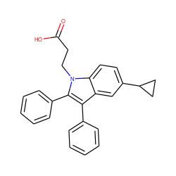 O=C(O)CCn1c(-c2ccccc2)c(-c2ccccc2)c2cc(C3CC3)ccc21 ZINC000210297498