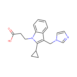 O=C(O)CCn1c(C2CC2)c(Cn2ccnc2)c2ccccc21 ZINC000027088654