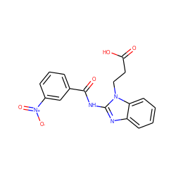 O=C(O)CCn1c(NC(=O)c2cccc([N+](=O)[O-])c2)nc2ccccc21 ZINC000036184969