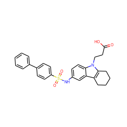 O=C(O)CCn1c2c(c3cc(NS(=O)(=O)c4ccc(-c5ccccc5)cc4)ccc31)CCCC2 ZINC000028335894