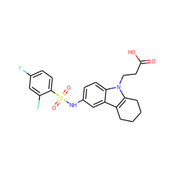 O=C(O)CCn1c2c(c3cc(NS(=O)(=O)c4ccc(F)cc4F)ccc31)CCCC2 ZINC000028121859