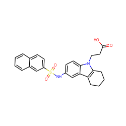 O=C(O)CCn1c2c(c3cc(NS(=O)(=O)c4ccc5ccccc5c4)ccc31)CCCC2 ZINC000028338240