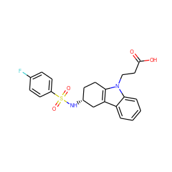 O=C(O)CCn1c2c(c3ccccc31)C[C@H](NS(=O)(=O)c1ccc(F)cc1)CC2 ZINC000003798772