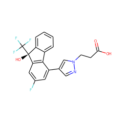 O=C(O)CCn1cc(-c2cc(F)cc3c2-c2ccccc2[C@@]3(O)C(F)(F)F)cn1 ZINC000144883460