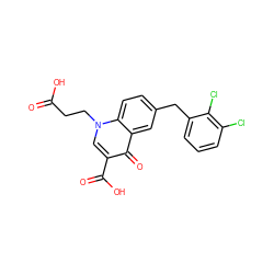 O=C(O)CCn1cc(C(=O)O)c(=O)c2cc(Cc3cccc(Cl)c3Cl)ccc21 ZINC000033817919