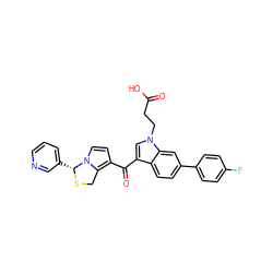 O=C(O)CCn1cc(C(=O)c2ccn3c2CS[C@@H]3c2cccnc2)c2ccc(-c3ccc(F)cc3)cc21 ZINC000026730795