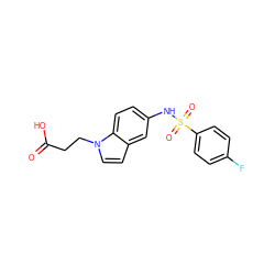 O=C(O)CCn1ccc2cc(NS(=O)(=O)c3ccc(F)cc3)ccc21 ZINC000029406826