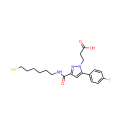 O=C(O)CCn1nc(C(=O)NCCCCCCS)cc1-c1ccc(F)cc1 ZINC000653699886