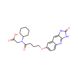 O=C(O)CN(C(=O)CCCOc1ccc2nc3[nH]c(=O)[nH]c3cc2c1)C1CCCCC1 ZINC000013725674