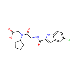 O=C(O)CN(C(=O)CNC(=O)c1cc2cc(Cl)ccc2[nH]1)C1CCCC1 ZINC000028133528