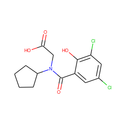 O=C(O)CN(C(=O)c1cc(Cl)cc(Cl)c1O)C1CCCC1 ZINC000026996313