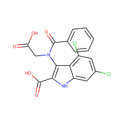 O=C(O)CN(C(=O)c1ccccc1)c1c(C(=O)O)[nH]c2cc(Cl)cc(Cl)c12 ZINC000027521304