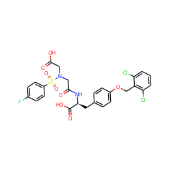 O=C(O)CN(CC(=O)N[C@@H](Cc1ccc(OCc2c(Cl)cccc2Cl)cc1)C(=O)O)S(=O)(=O)c1ccc(F)cc1 ZINC000027308518