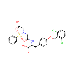 O=C(O)CN(CC(=O)N[C@@H](Cc1ccc(OCc2c(Cl)cccc2Cl)cc1)C(=O)O)S(=O)(=O)c1ccccc1 ZINC000027300786