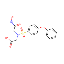O=C(O)CN(CC(=O)NO)S(=O)(=O)c1ccc(Oc2ccccc2)cc1 ZINC000035328137