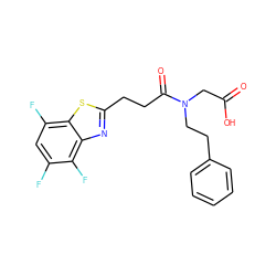 O=C(O)CN(CCc1ccccc1)C(=O)CCc1nc2c(F)c(F)cc(F)c2s1 ZINC000029404547