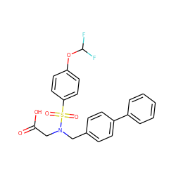 O=C(O)CN(Cc1ccc(-c2ccccc2)cc1)S(=O)(=O)c1ccc(OC(F)F)cc1 ZINC000653792845