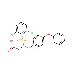 O=C(O)CN(Cc1ccc(Oc2ccccc2)cc1)S(=O)(=O)c1c(Cl)cccc1Cl ZINC000299826642