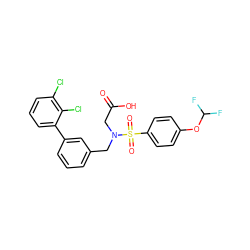 O=C(O)CN(Cc1cccc(-c2cccc(Cl)c2Cl)c1)S(=O)(=O)c1ccc(OC(F)F)cc1 ZINC000653795230