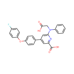 O=C(O)CN(c1ccccc1)c1cc(-c2ccc(Oc3ccc(F)cc3)cc2)cc(C(=O)O)n1 ZINC000114593159