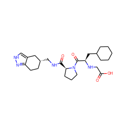 O=C(O)CN[C@H](CC1CCCCC1)C(=O)N1CCC[C@H]1C(=O)NC[C@@H]1CCc2n[nH]cc2C1 ZINC000013488037