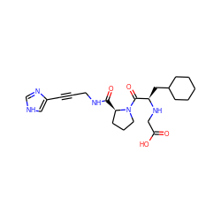 O=C(O)CN[C@H](CC1CCCCC1)C(=O)N1CCC[C@H]1C(=O)NCC#Cc1c[nH]cn1 ZINC000026670650