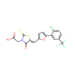 O=C(O)CN1C(=O)/C(=C/c2ccc(-c3cc(C(F)(F)F)ccc3Cl)o2)SC1=S ZINC000003639948