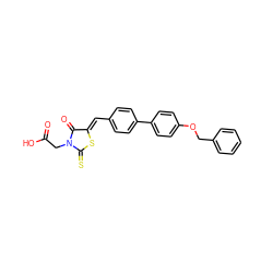 O=C(O)CN1C(=O)/C(=C/c2ccc(-c3ccc(OCc4ccccc4)cc3)cc2)SC1=S ZINC000095564535