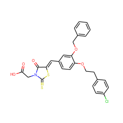 O=C(O)CN1C(=O)/C(=C/c2ccc(OCCc3ccc(Cl)cc3)c(OCc3ccccc3)c2)SC1=S ZINC000028344734